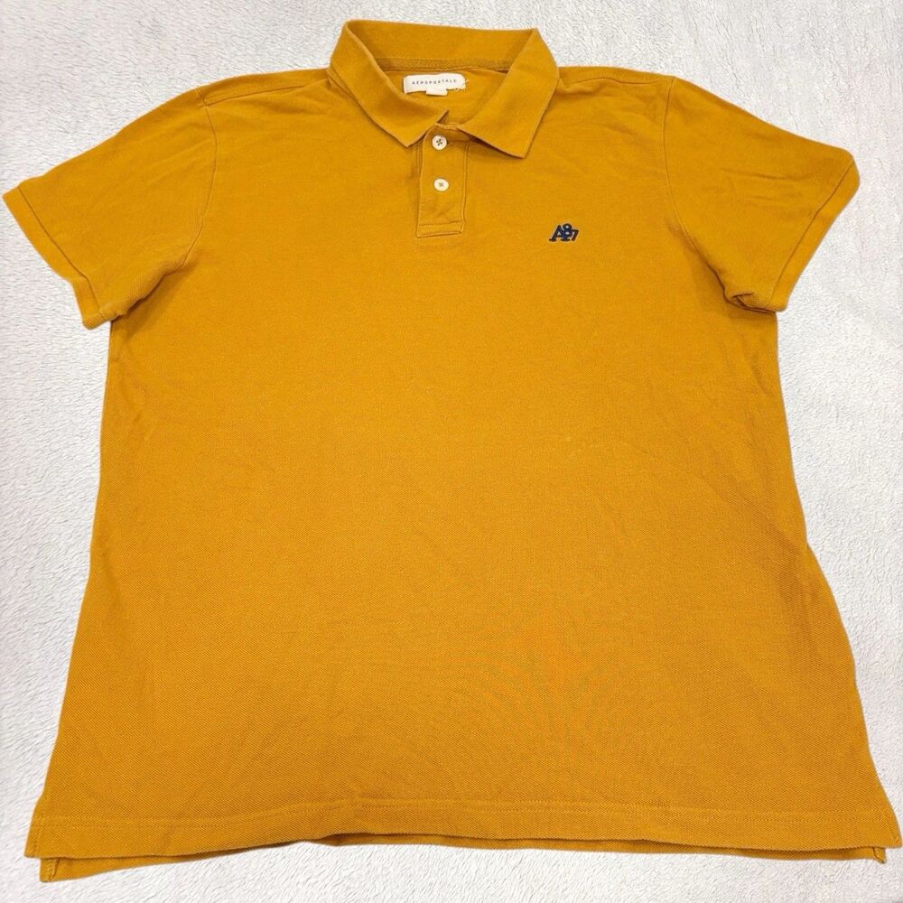 Aeropostale Polo Shirt Short sleeve Men's XL Mustard Yellow Y2K Preppy Buttons
